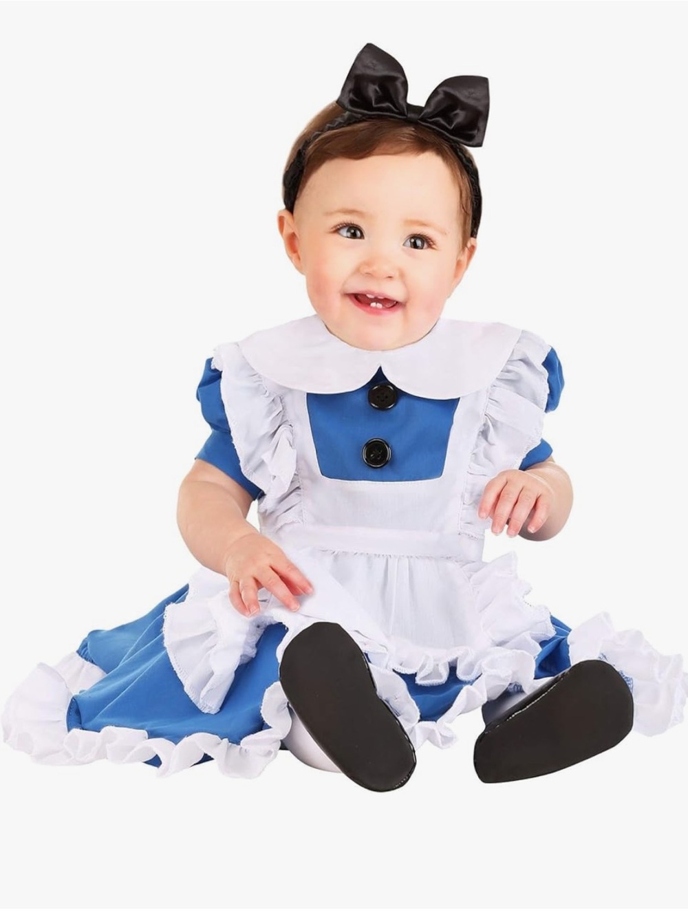 Alice in Wonderland Apron Costume Dress with Bow Headband - Picture 4 of 4